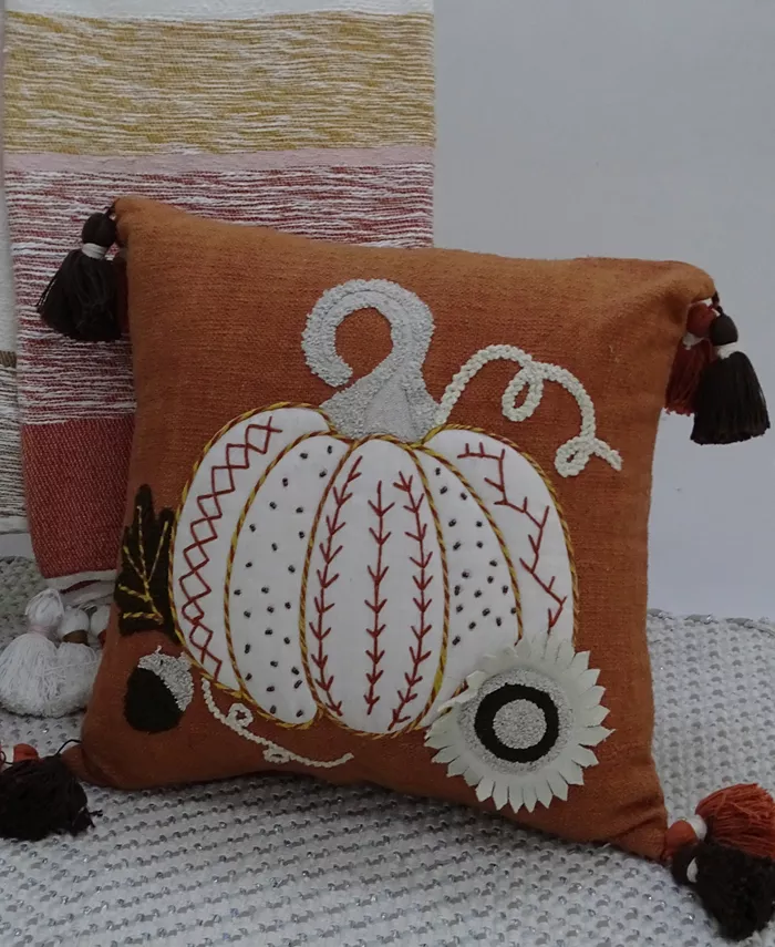 Vibhsa Pumpkin Tassels Harvest Decorative Pillow， 20