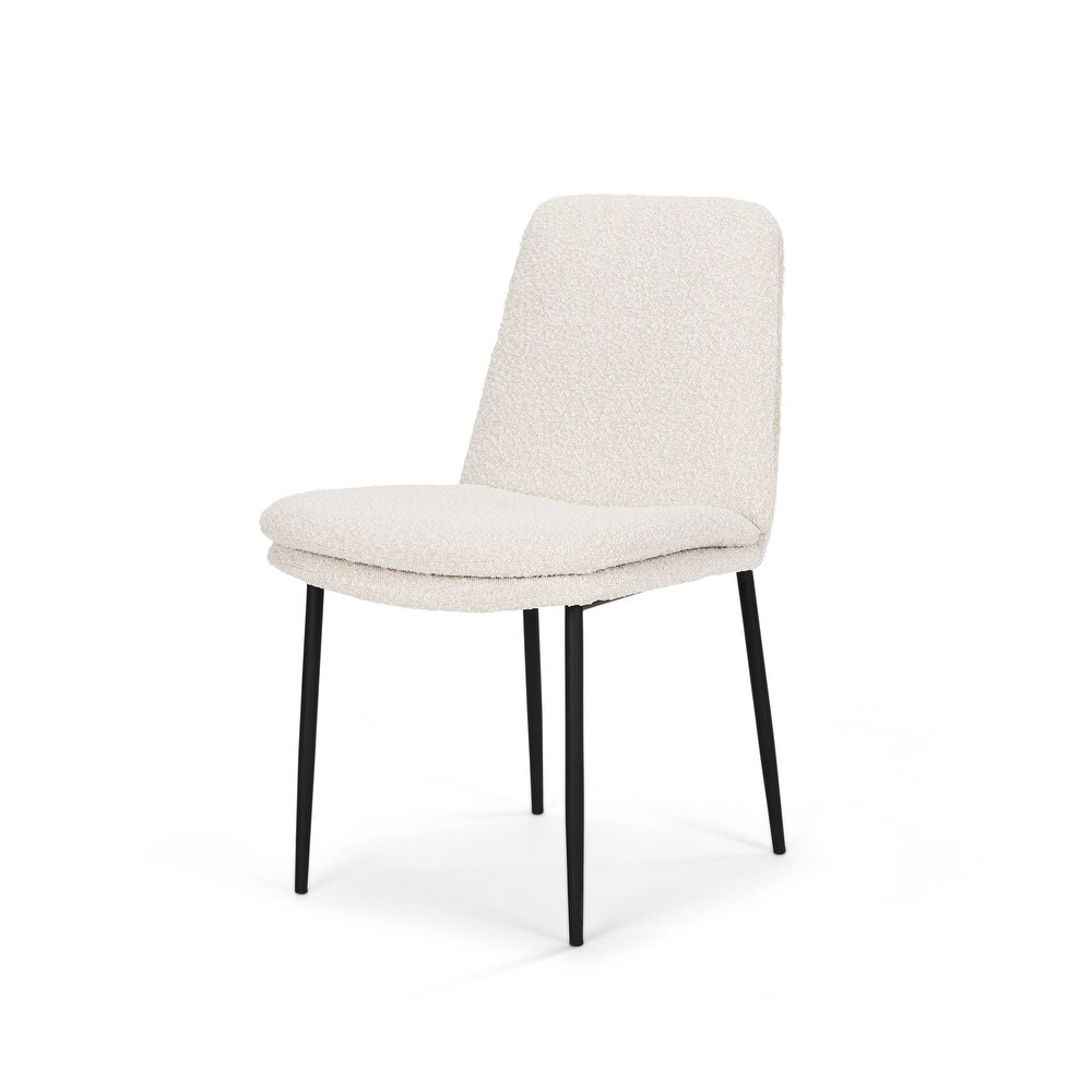 Eve Dining Chair w/ Cream Boucle Fabric   Matte Black Metal