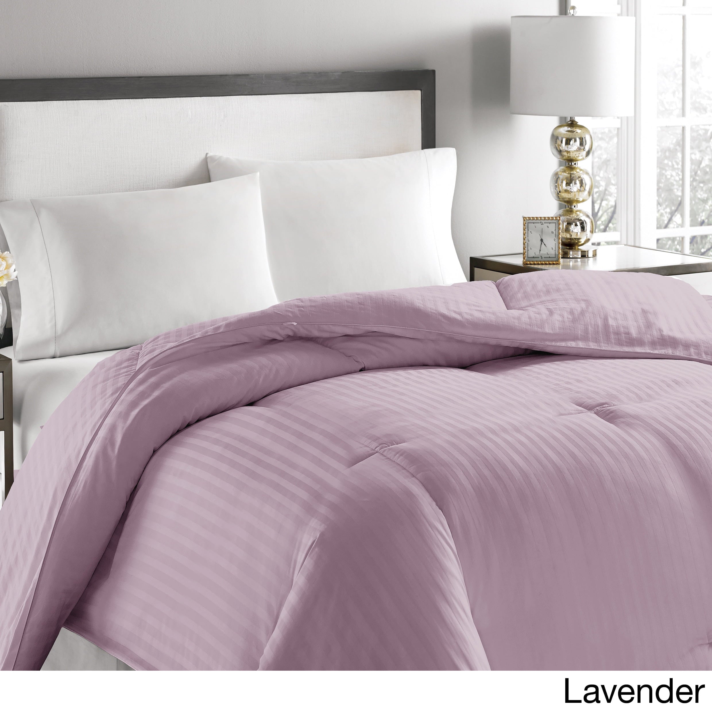 Blue Ridge Home Fashions Microfiber Striped Hypoallergenic Down Comforter Lavender Twin