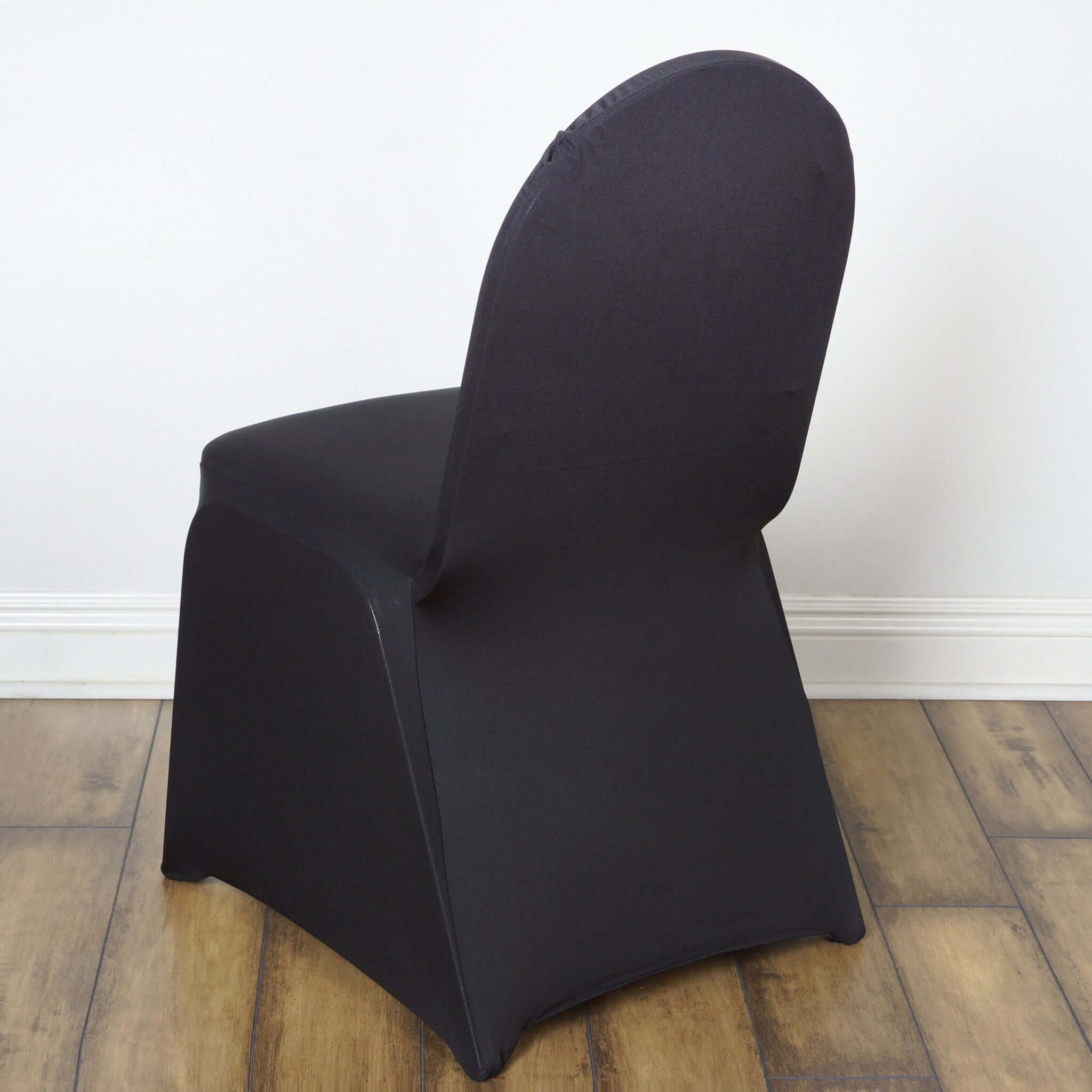 Black Spandex Stretch Fitted Banquet Slip On Chair Cover 160 GSM