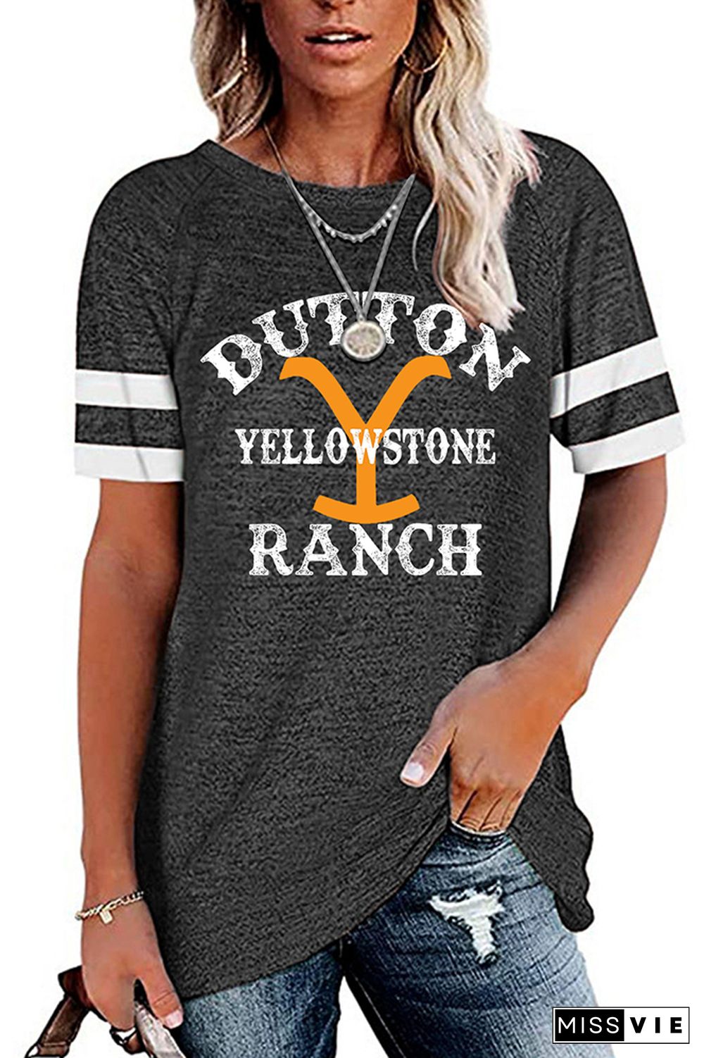 Yellowstone Dutton Ranch Graphic Tees for Women Wholesale Short Sleeve T shirts Top