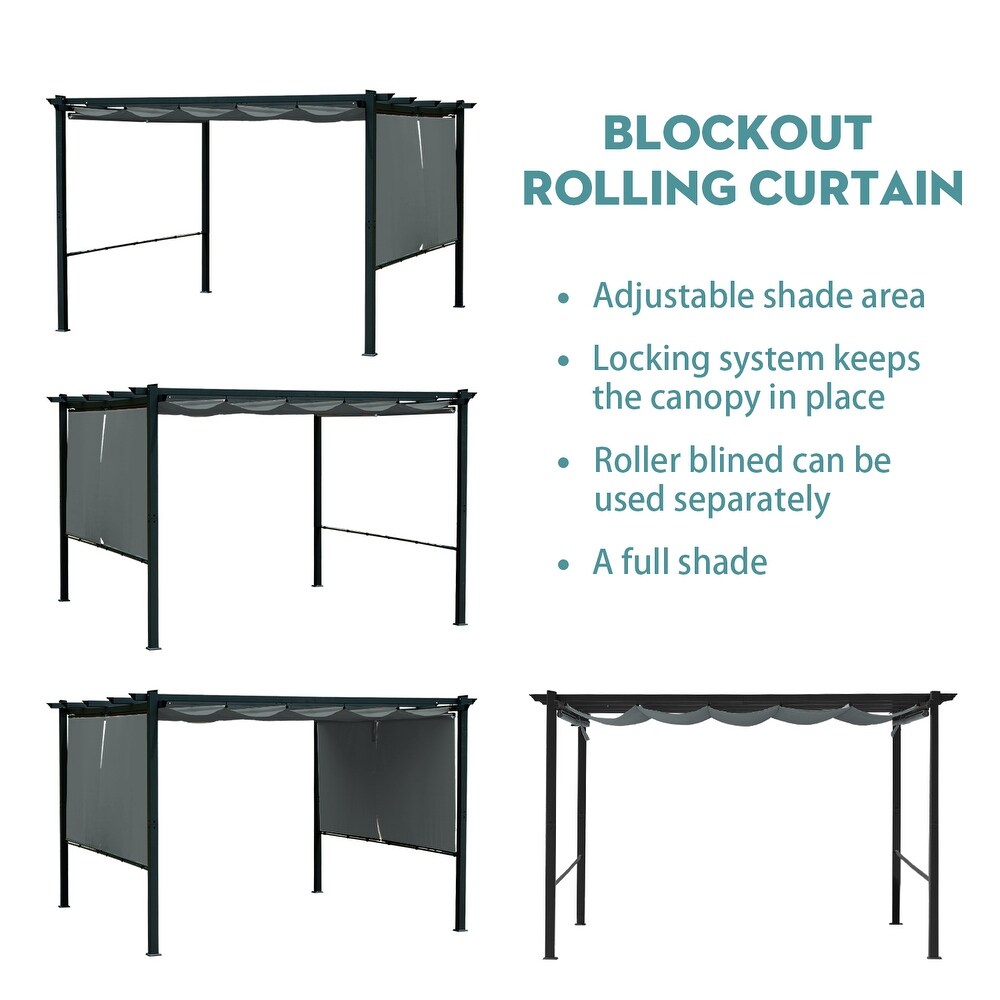 Aoodor Outdoor Pergola with Retractable Canopy  Aluminum Frame  Gray