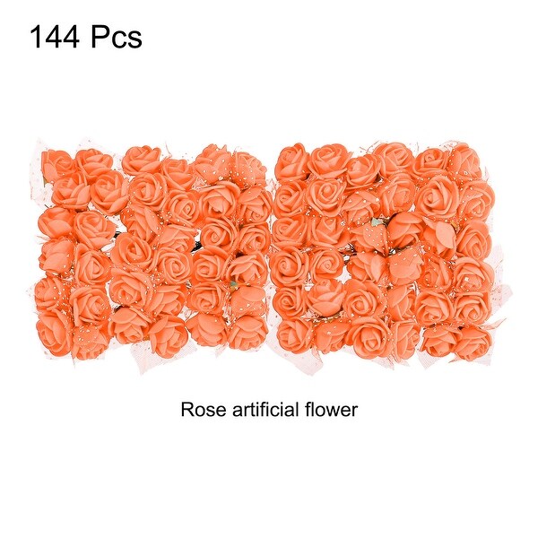 Artificial Rose Flower Heads，Orange Mini Faux Flowers 0.8 Inch1 Inch 144Pcs