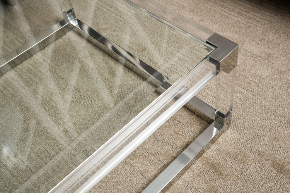 State St. Rectangular Cocktail Table   Glass/Stainless Steel   Contemporary   Coffee Tables   by HedgeApple  Houzz