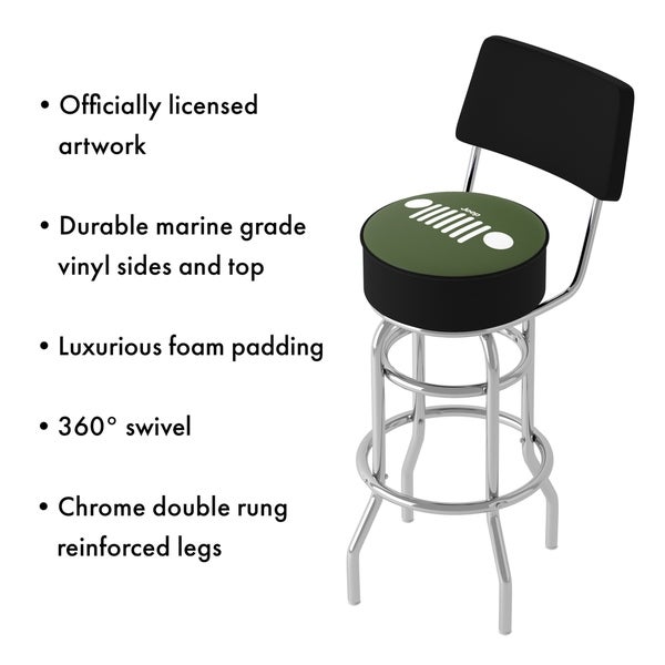 Jeep Grille 1 360 Degree Swivel Barstool with Foam Padded Seat And Back - 20 x 20 x 31