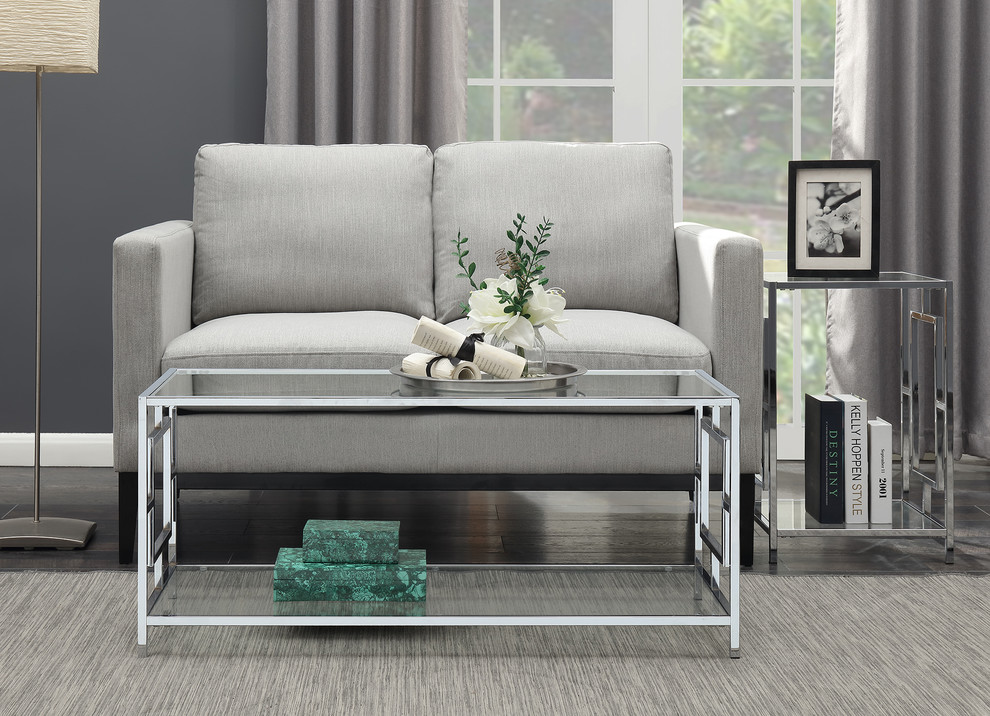 Convenience Concepts Town Square Glass Top Coffee Table in Chrome Metal Frame   Contemporary   Coffee Tables   by Convenience Concepts  Houzz