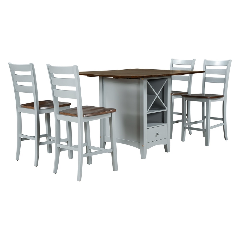 5 Piece Dining Table Set with Drop Leaf