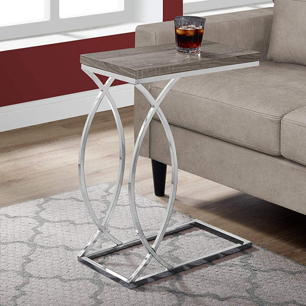 HomeRoots 18.25 quotx 10.25 quotx 25 quotDark Taupe Mdf Laminate Metal Accent Table   Contemporary   Side Tables And End Tables   by Global Discount Store LLC  Houzz