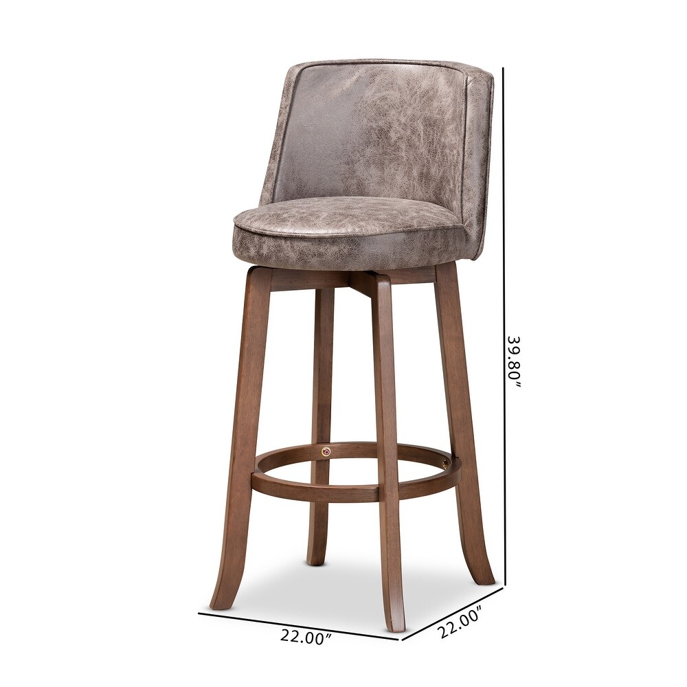 Adams Transitional Upholstered and Walnut Wood 2 PC Bar Stool Set