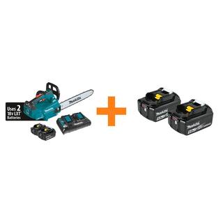 Makita LXT 16 in. 18V X2 (36V) Lithium-Ion Brushless Top Handle Chain Saw Kit 5.0Ah with Bonus 18V LXT Battery Pack 5.0Ah(2-Pk) XCU09PTBL1850B2