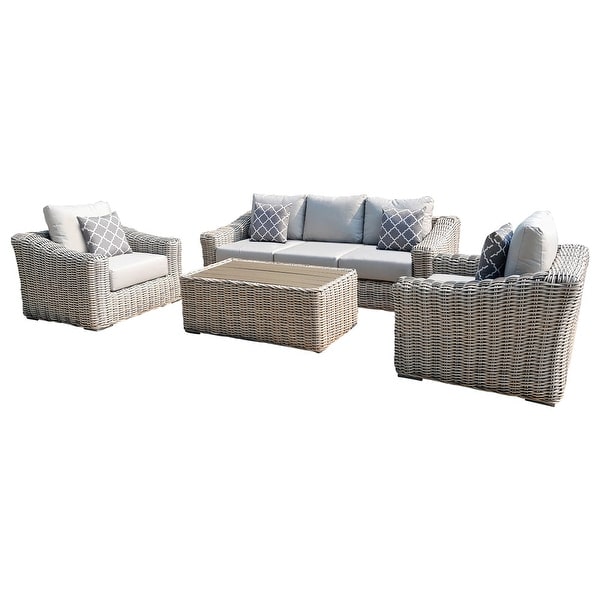 Hawaii 4Piece Outdoor Conversation Sofa Set Patio Furniture Rattan Wicker