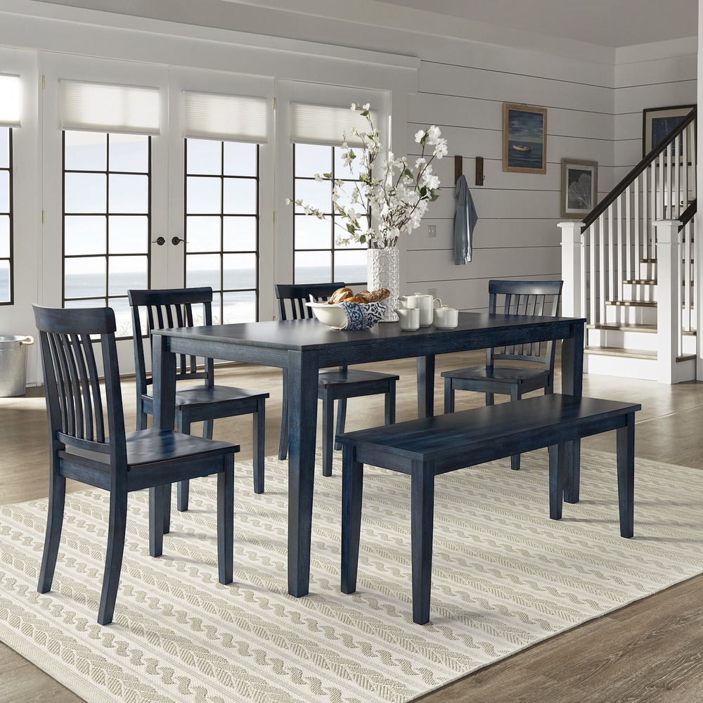 Wilmington II 60 Inch Rectangular Antique Dark Denim Dining Set by iNSPIRE Q Classic