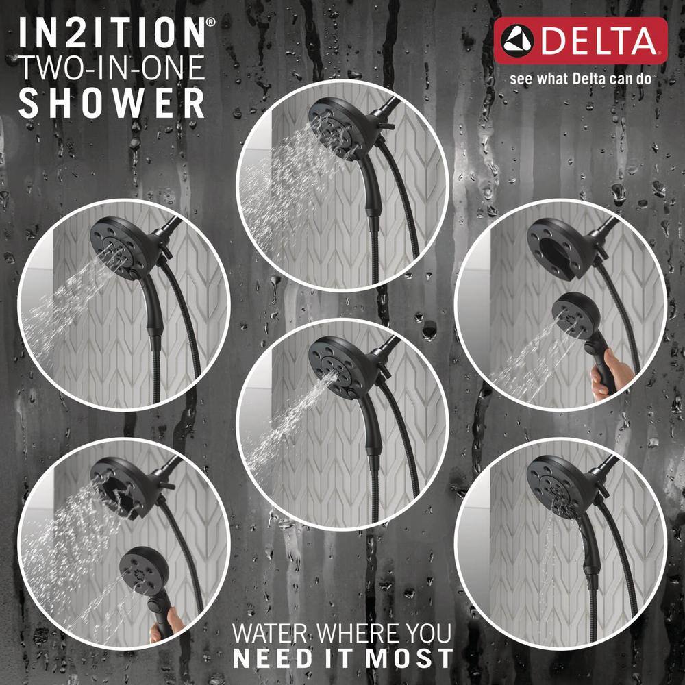 Delta In2ition 4-Spray Patterns 2.50 GPM 5.72 in. Wall Mount Dual Shower Heads in Matte Black 58472-BL