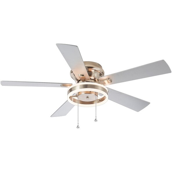 52-IN Nickel Flush Mount LED Ceiling Fan with Light Kit(5 blade) Shopping - The Best Deals on Ceiling Fans | 41673291