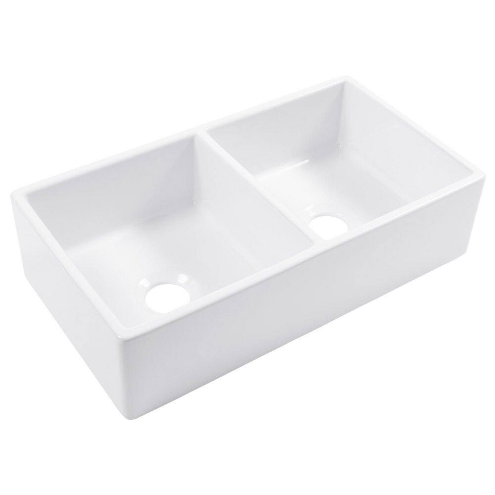 SINKOLOGY Turner 33 in. Farmhouse Double Bowl Crisp White Fireclay Kitchen Sink SK405-33FC