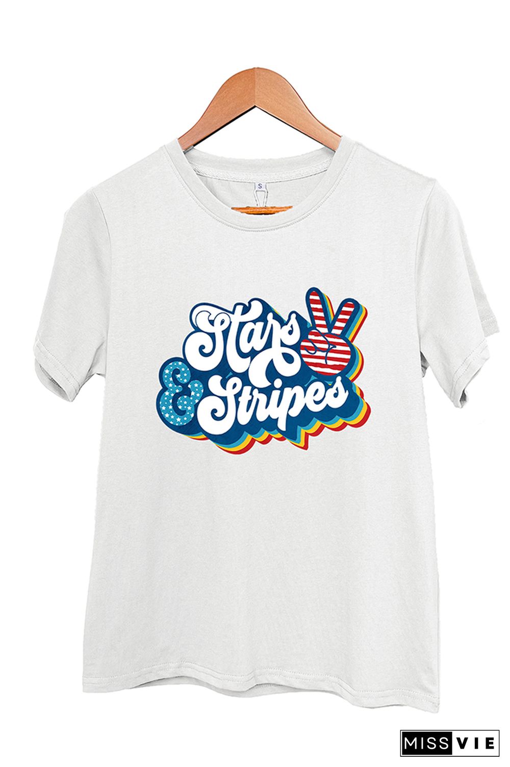 Stars & Stripes Retro Peace Graphic Tee Wholesale