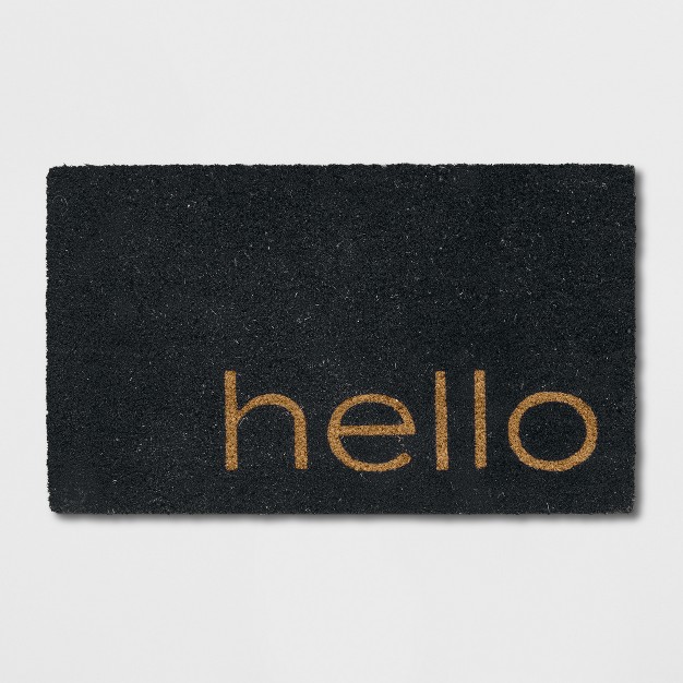 Hello Doormat Black