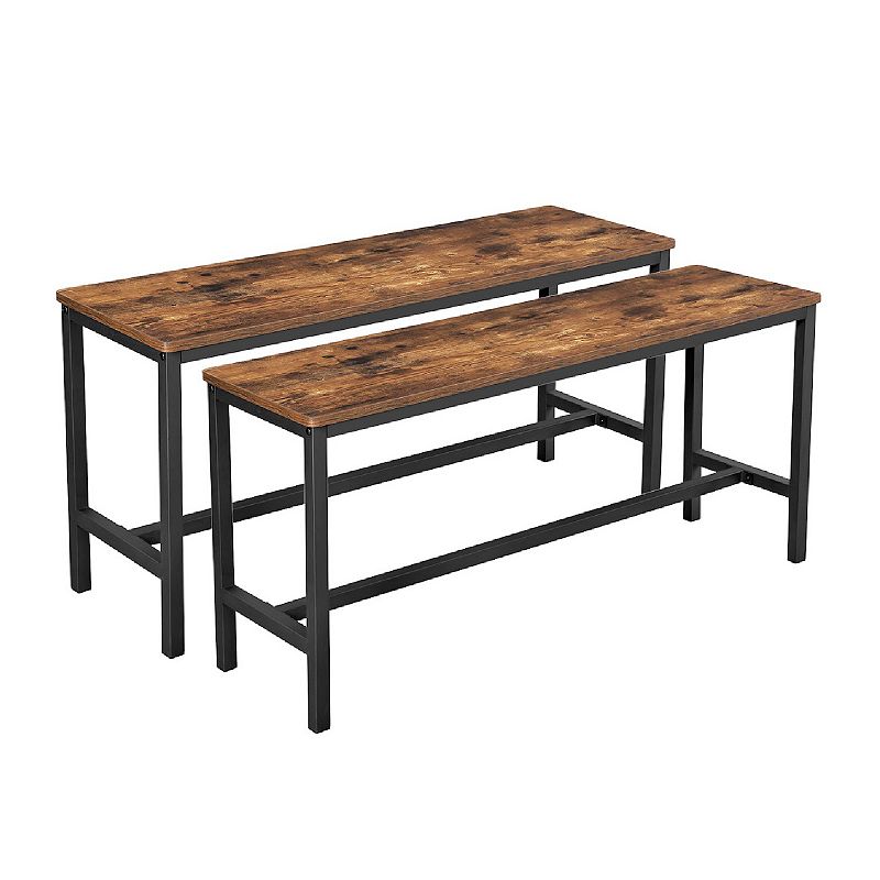 Table Benches， Pair of 2， Industrial Style Indoor BenchesDurable Metal Frame