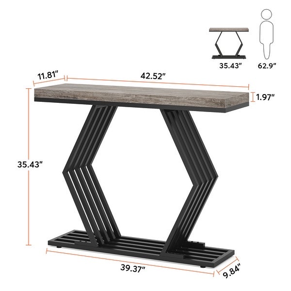 Tribesigns 42 inches Modern Gold Console Table with Geometric Metal Base