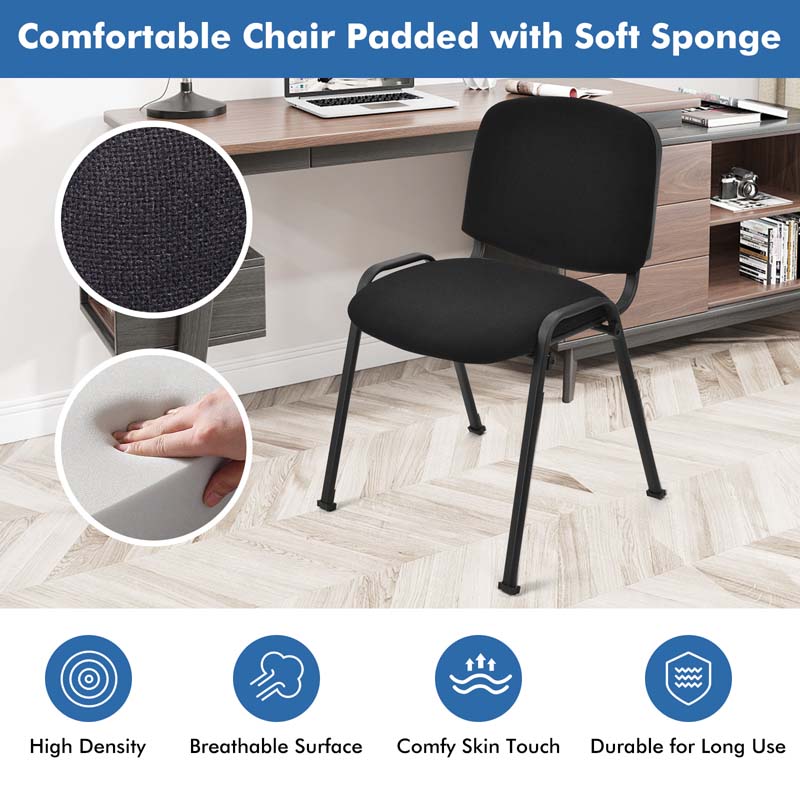 Set of 5 Stackable Conference Chairs with Sponge Seat & Ergonomic Back, Elegant Guest Reception Office Chairs