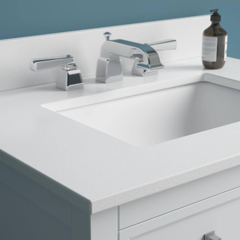 Foremost 31 in W x 22 in D Quartz Vanity Top in Snow White with White Basin