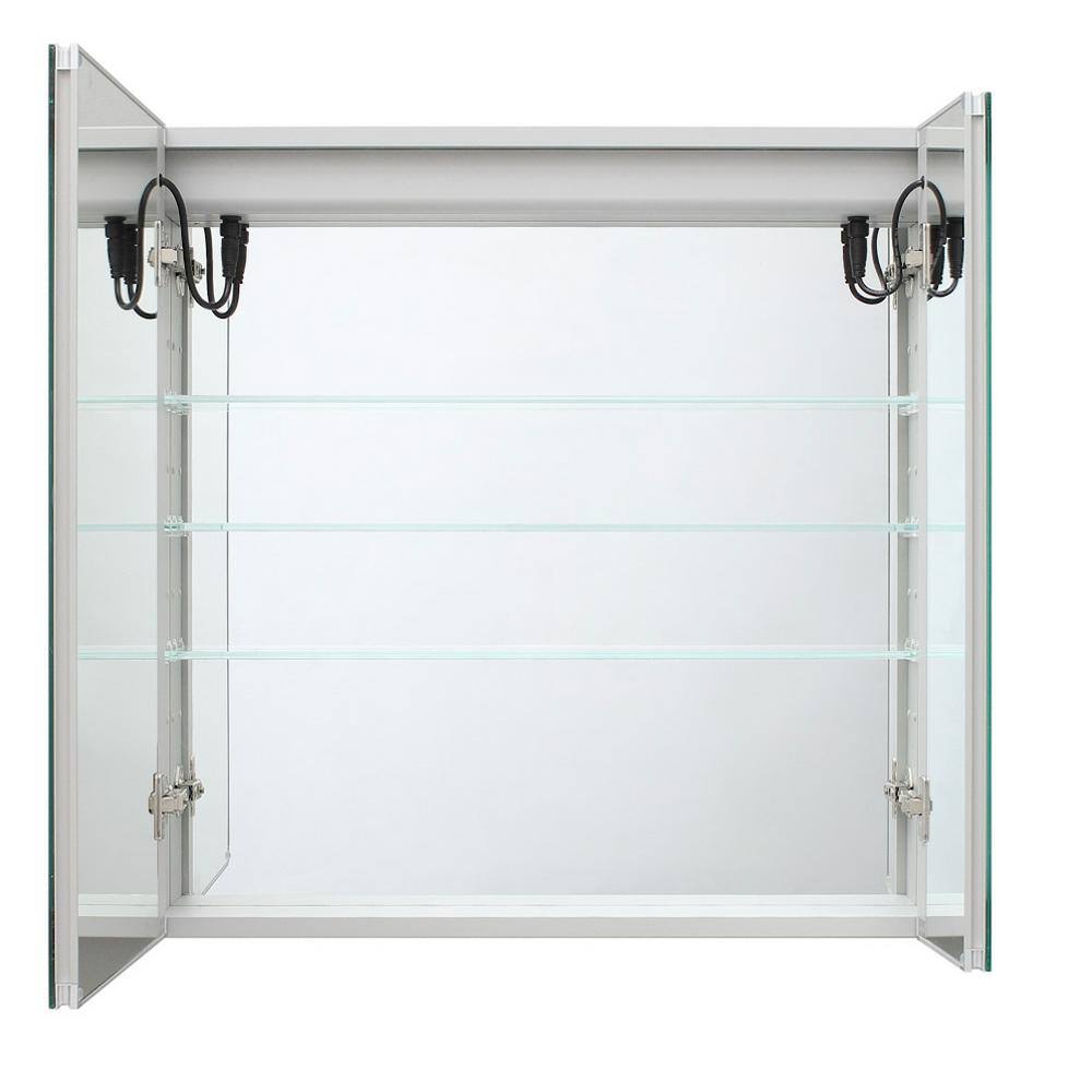 Aquadom Royale Basic 30 in. W x 30 in. H Recessed or Surface Mount Medicine Cabinet with Bi-View Door LED Lighting with Dimmer RB-3030