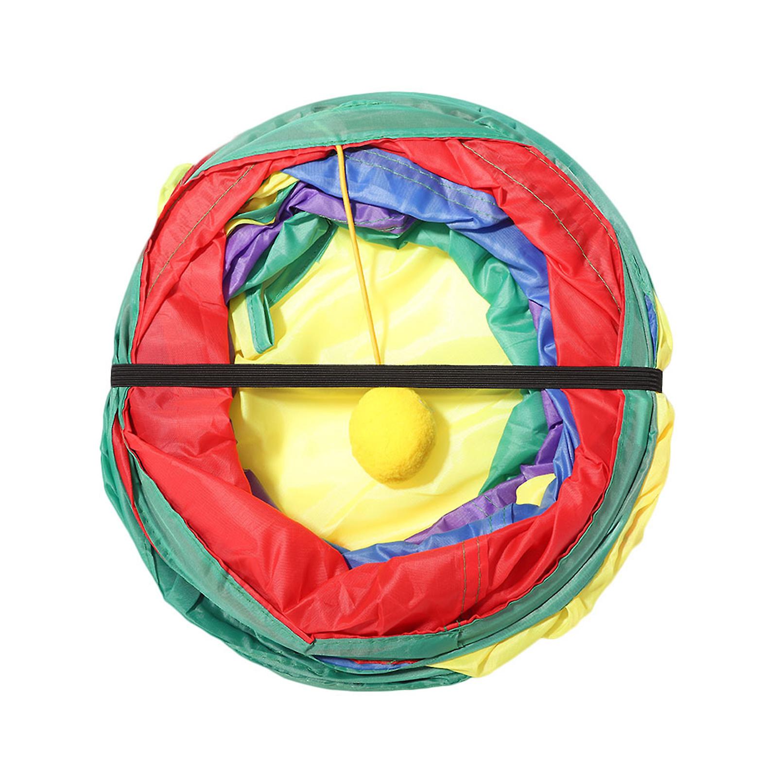 Indoor Cat Tunnel 3 Way Pet Play Tunnel Collapsible Tunnel Tube Kitty Tunnel Peek Hole Toy Pet Toys For Cats Puppies Rabbits， 80cm Length Rainbow