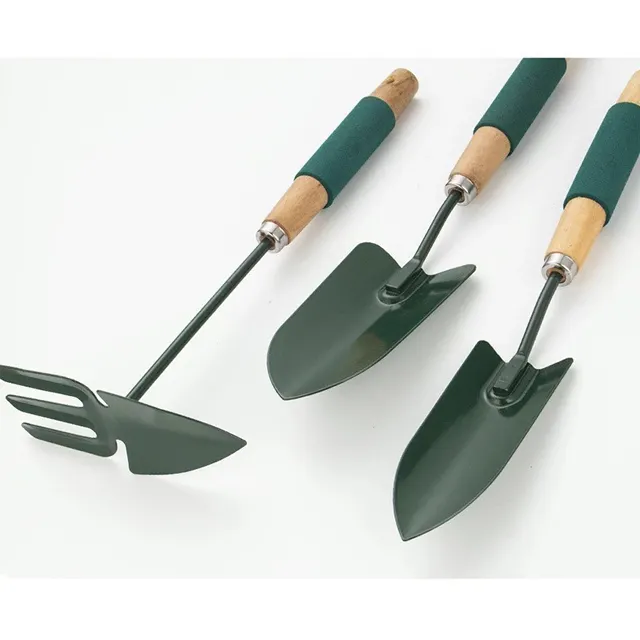 Garden Tools Set Iron powder Pointed Shovel Rake Willow Wooden Handle Household Sharp Shovel Rake Set