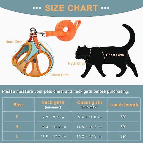 Yoitea Cat Harness And Leash， Cat Leashes For Walking， Lightweight Soft Walking Travel Petsafe Harness - M