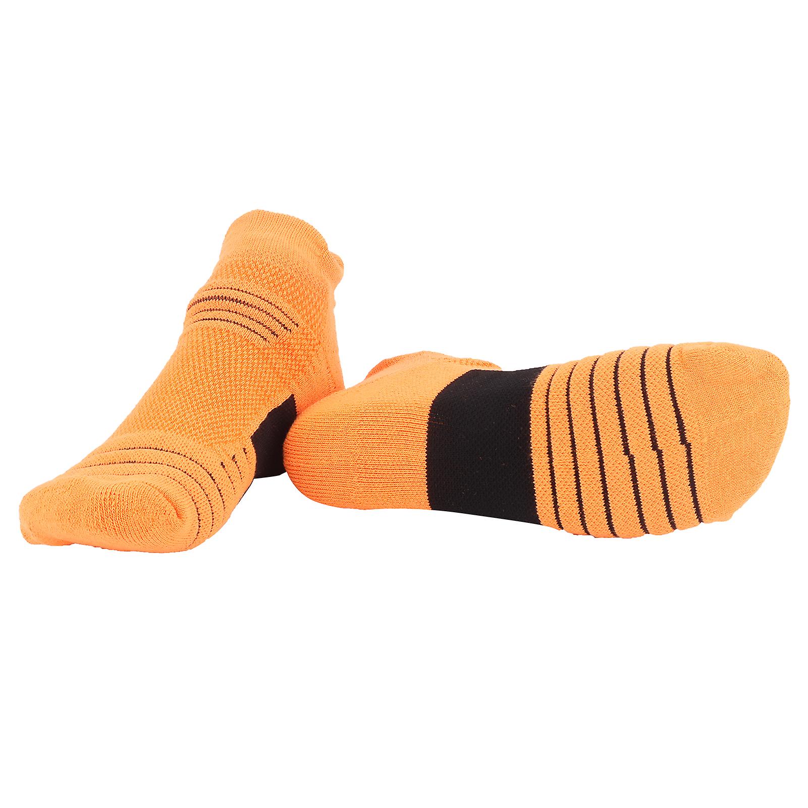 Combed Cotton Basketball Breathable Anti Slip Sport Running Shock Absorption Socks(orange Black )