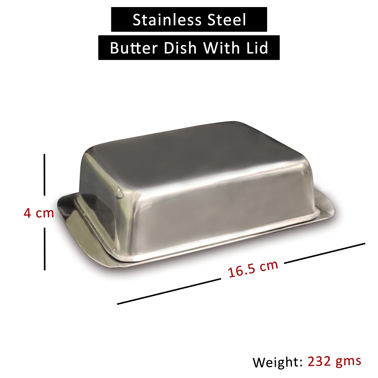 diollo Stainless Steel Classic Covered Butter Holder Dish with Lid