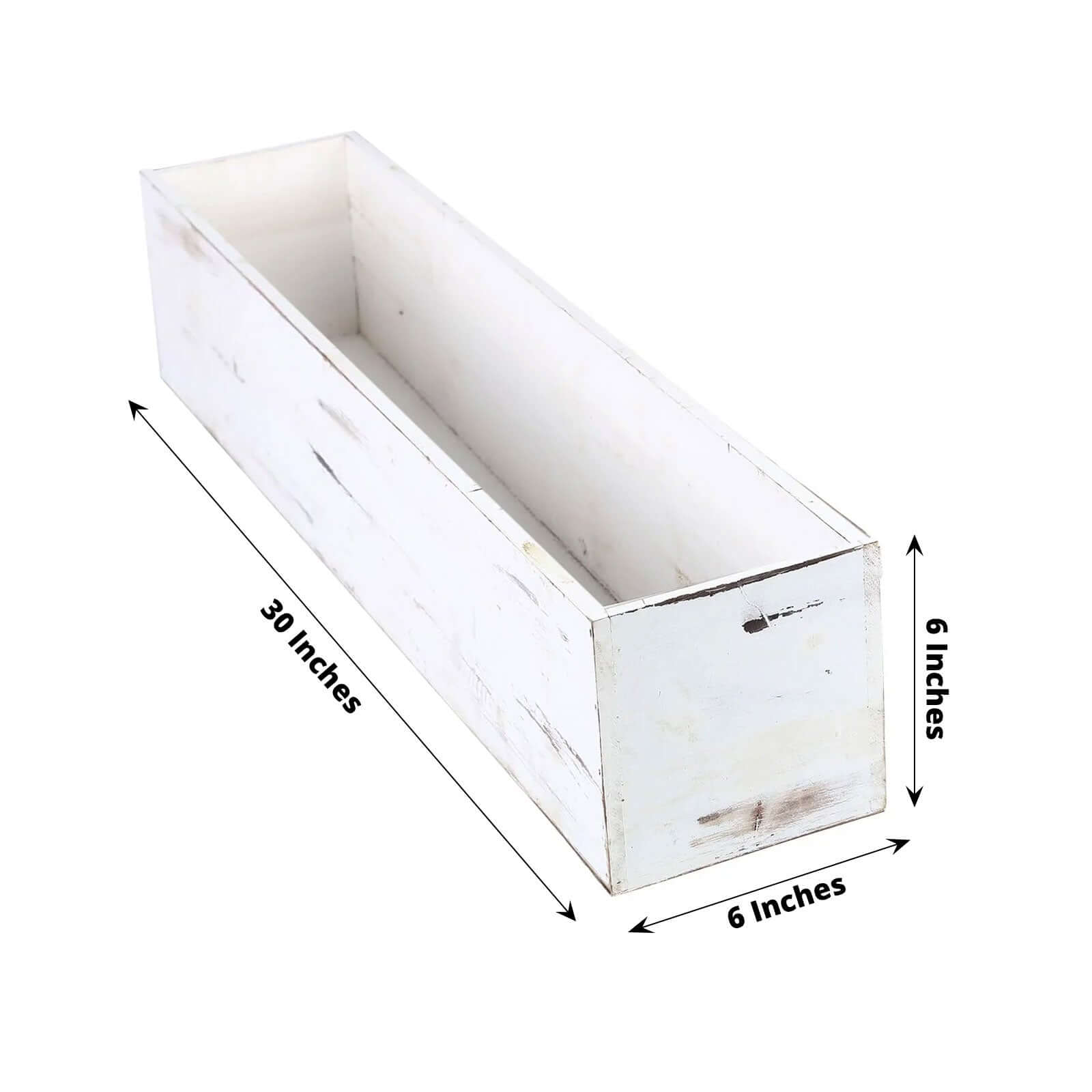 White Rectangular Wood Planter Box Set With Removable Plastic Liners 30