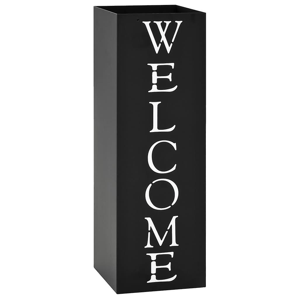 Welcome Black Steel Umbrella Stand No.347056