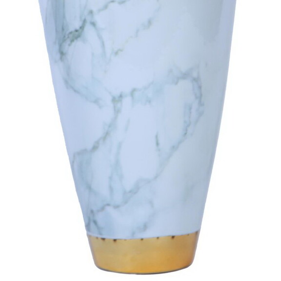 Elegant Celadon Marble Ceramic Vase with Gold Acce...