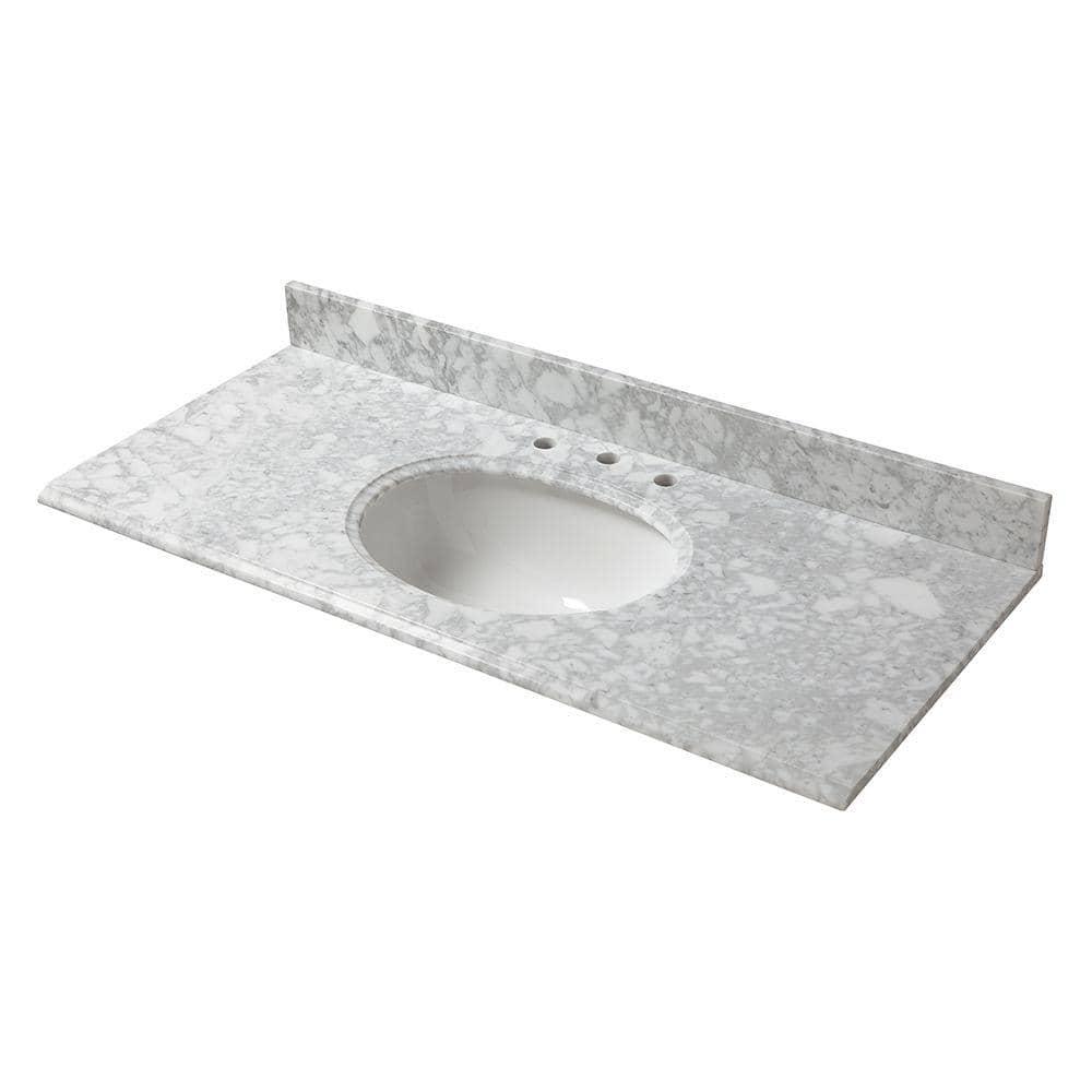 Home Decorators Collection 49 in W Marble Vanity Top in Carrara with White Basin