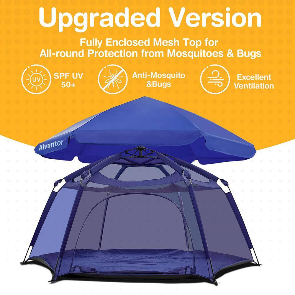 Alvantor 84 in. x 84 in. x 44 in. Navy Pop Up Portable Play Yard Canopy Tent Kids Playpen Fully Enclosed Mesh Top No Waterproof 8053