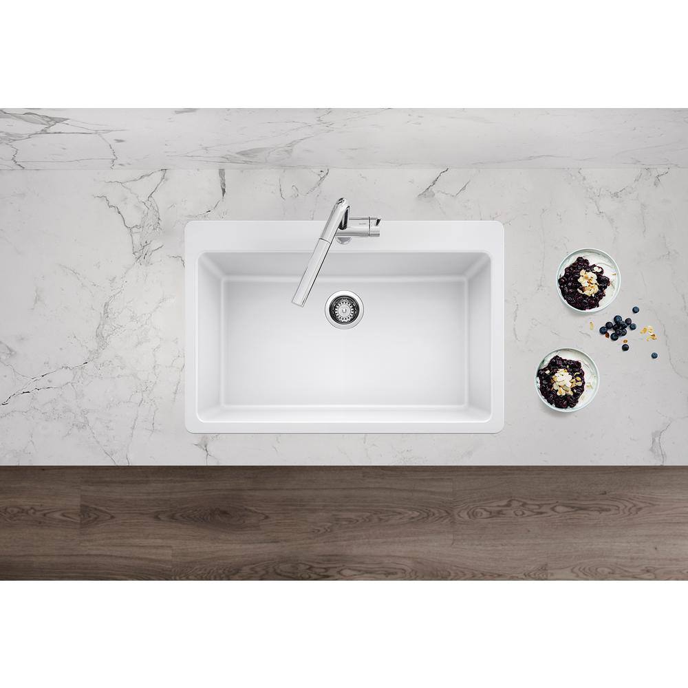 Glacier Bay Drop-inUndermount Granite Composite 33 in. Single Bowl Kitchen Sink in White 442801