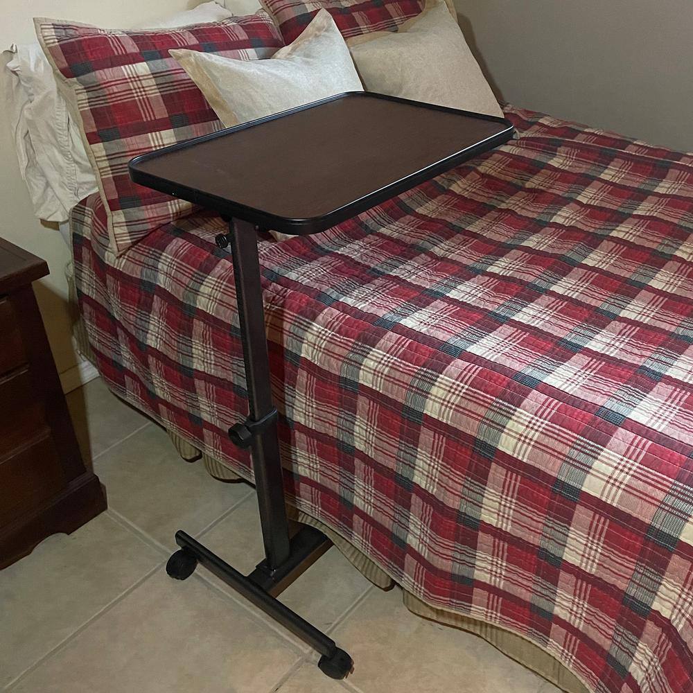 AmeriHome 24 in. x 16 in. Adjustable Height Rolling Over Bed Table 807004