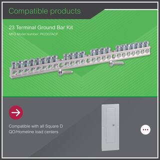 Square D 23 Terminal Ground Bar Kit for QOHomeline Electrical PanelLoad Center(PK23GTACP) PK23GTACP