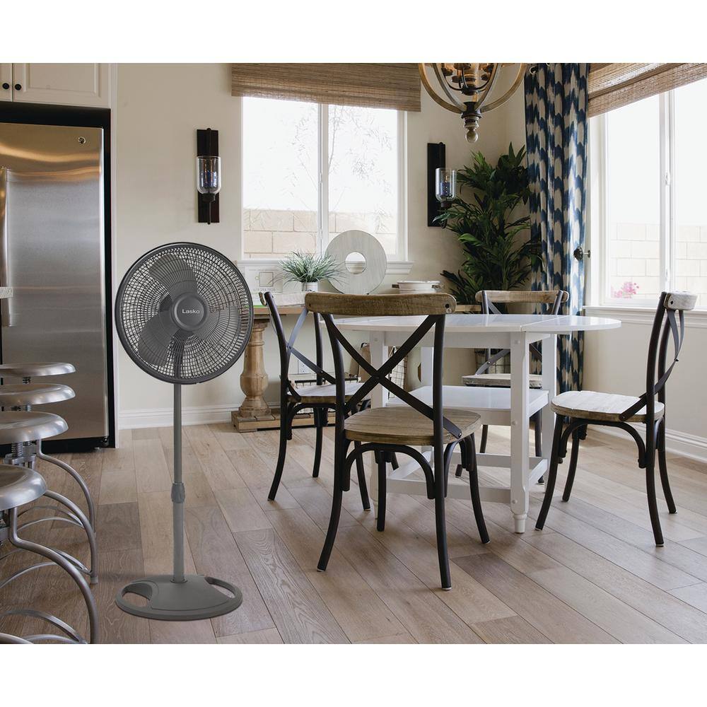 Lasko 16 in. 3 Speeds Pedestal Fan in Gray with Adjustable Height Oscillating 2524