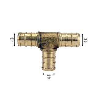 Apollo 12 in. Brass PEX-B Barb Tee (10-Pack) APXT1210PK