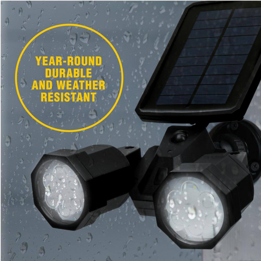 Bell + Howell Solar Powered Motion Activated Integrated LED Black Outdoor Bionic Spotlight Duo Area Light 7782