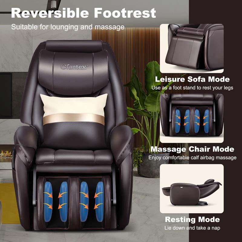 SL Track Full Body Massage Chair Zero Gravity Electric Massage Recliner with Heat, Pillow & Reversible Footrest