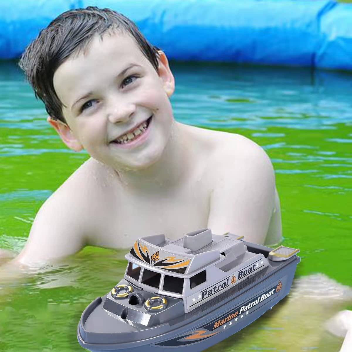 Pool Warship Toy Boat Bath Toys - Children’s Toy Boat，Warship Cruise Toy in Bath tub， Gift for Kids Pool Toy (Gray)