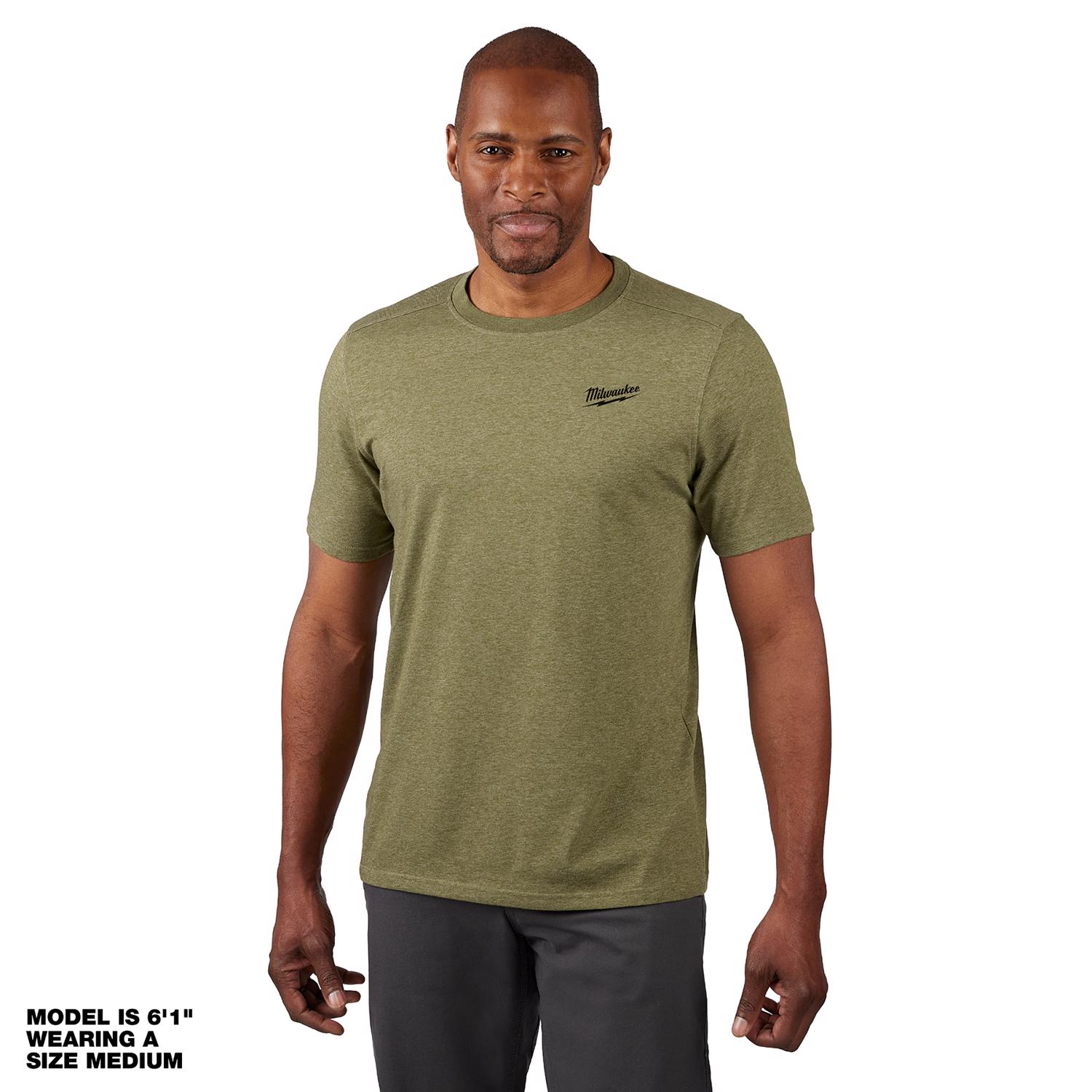 MW XL Short Sleeve Men\u0027s Crew Neck Green Hybrid Work Tee Shirt