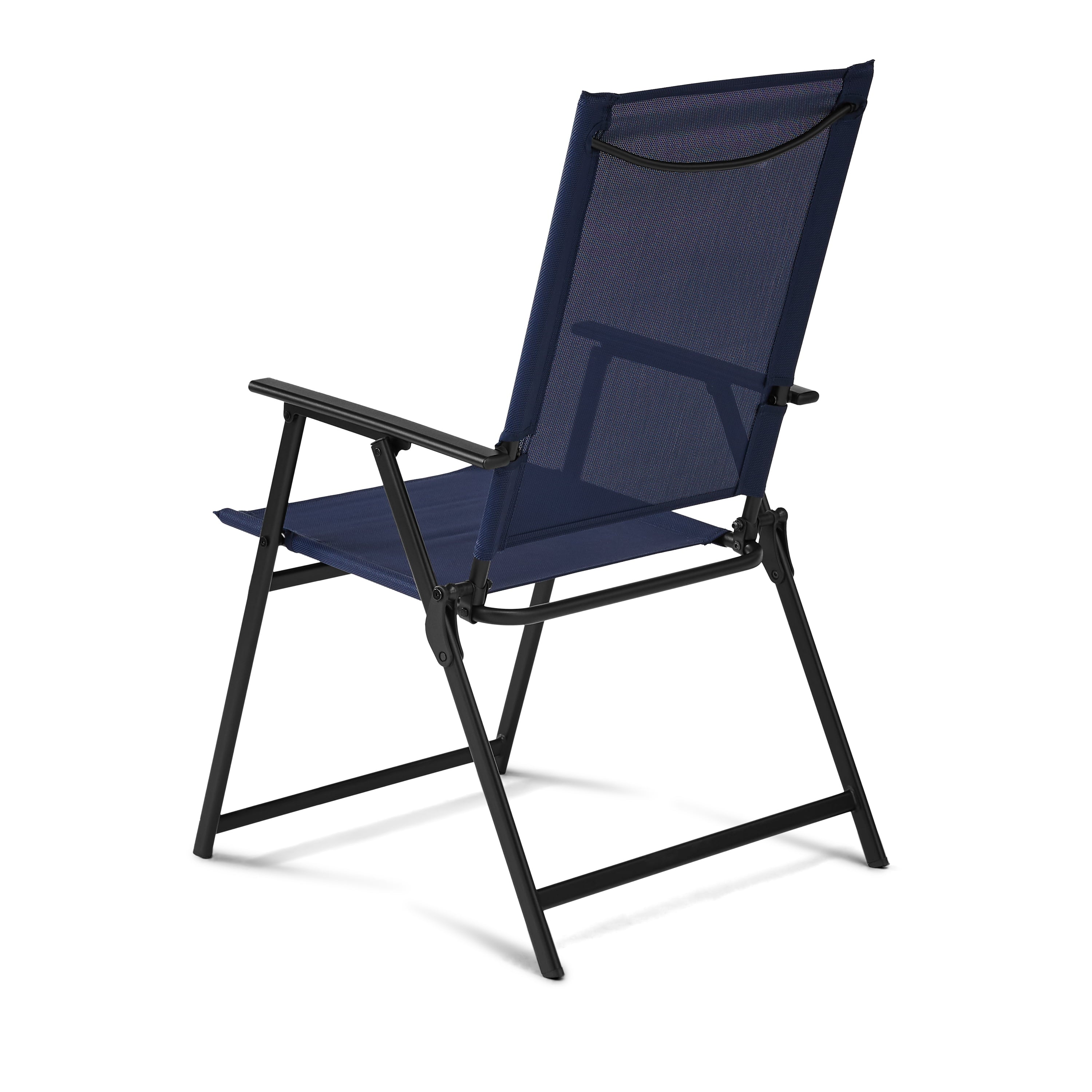 Mainstays Greyson Square Set of 2 Outdoor Patio Steel Sling Folding Chair, Navy