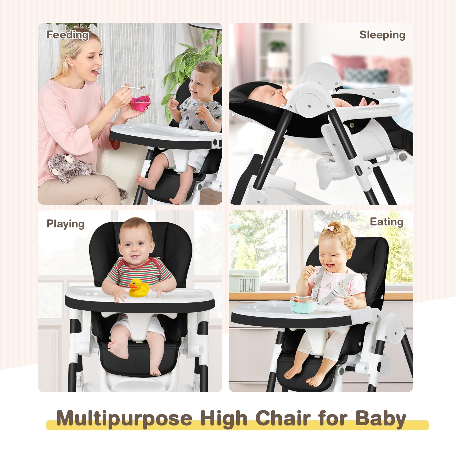 BABY JOY High Chair for Babies & Toddlers, Quick Folding Baby Highchair