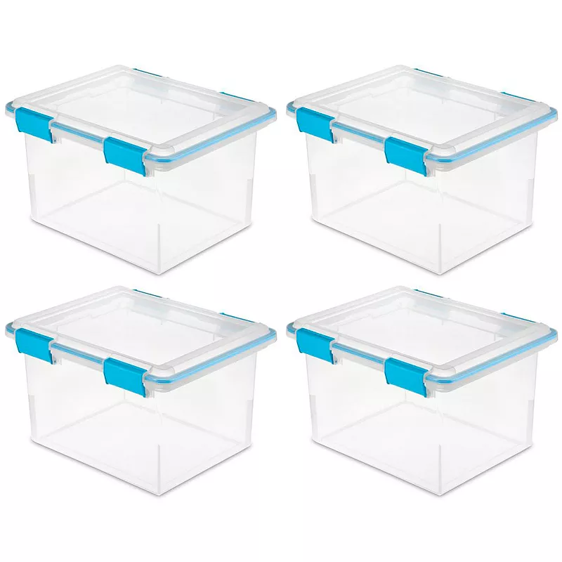 Sterilite Large 32 Qt Home Storage Container Tote with Latching Lids， (4 Pack)