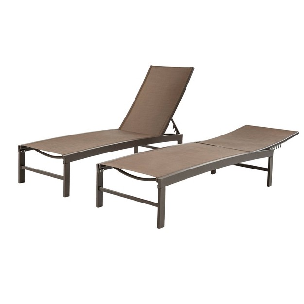 2pk Adjustable Aluminum Outdoor Chaise Lounges Weather resistant Easy care Patio Furniture Crestlive Products