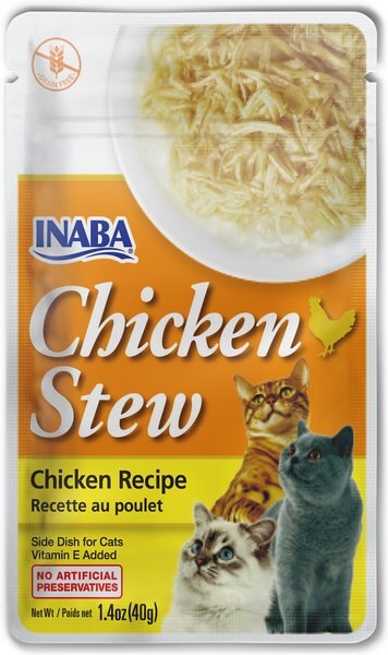 Inaba Chicken Stew Chicken Recipe Grain-Free Cat Food Topper， 1.4-oz pouch